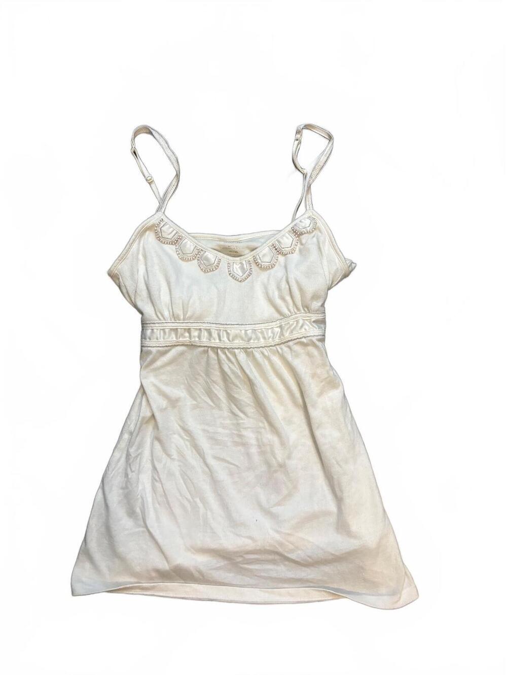 Y2K American Eagle Outfitters Babydoll Top Medium Beaded Tie Back Cami